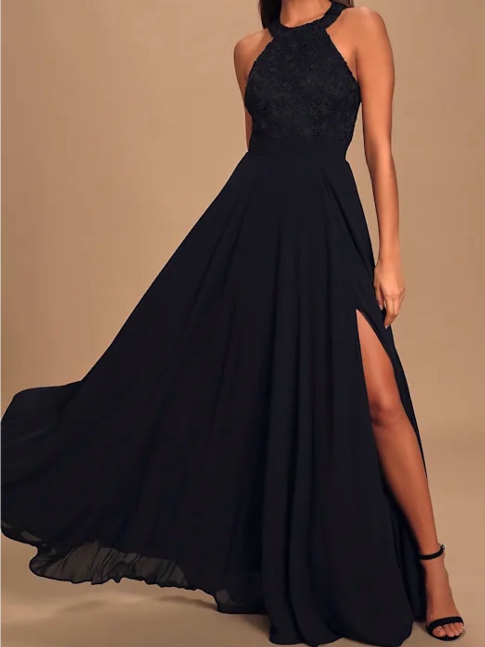 NWT Lulus Picture Perfect Black Lace Maxi Floor Length Dress Size 2X